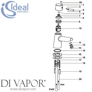 Ideal Standard Cone Bath Filler Rim Mounted 1H Tap Spare Parts - IDL DV 204
